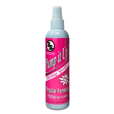 Bronner Bros Pump It Up Styling Spritz Regular 80  FastDry Hair Spray with Vitamin B5 Silk Amino Acids  Proteins  Flexible Hold Finishing Spritz Hairspray No Buildup or Stiffness  8oz