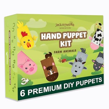 jackinthebox Hand Puppet Making Kit 6 Farm Animals Felt Puppet Craft Kit for KidsCreative DIY Arts  Crafts Kit Make Your Own Puppets for Storytelling Role Play Great Craft Gifts for Kids Ages 48