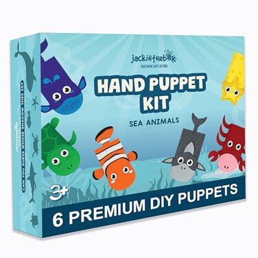 jackinthebox Hand Puppet Making Kit  6 Sea Animals Felt Puppet Craft Kit for Kids Creative DIY Arts  Crafts Kit Make Your Own Puppets for Storytelling Role Play Great Craft Gifts for Kids Ages 48