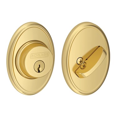 Schlage B60 N WKF 605 Deadbolt with Wakefield Trim Keyed 1 Side Highest Residential Security Bright Brass