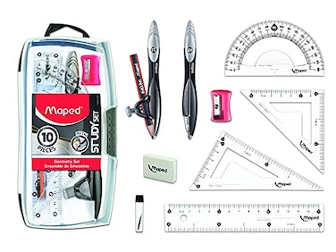 Maped Study Geometry 10 Piece Set  Advanced Student Kit  Precision Tools  Durable  Ergonomic Design  Enhances Creativity  Quality Materials