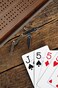 WE Games Classic Cribbage Set Solid Stained Oak Wood 3 Track Board Metal Pegs Family Games Living Room Decor Travel Games Outdoor Games Birthday Gifts 2 Player Games Card Games