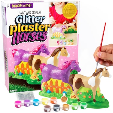 Made By Me Paint  Display Glitter Ceramic Horses Activity Kit for Kids Perfect DIY Horse Toys Playdates and Sleepovers Ages 6 7 8 9 Multi 47718F