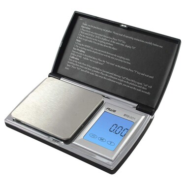American Weigh Scales BT2 Series Digital Gram Pocket Weight Scale StainlessSteel Surface Backlit LCDBlack 200 X 001G