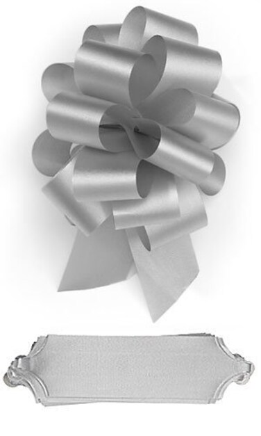 10 Silver Pull Bows 55 Inch Diameter 20 Loops Wrapping Wrap Ribbon Bow