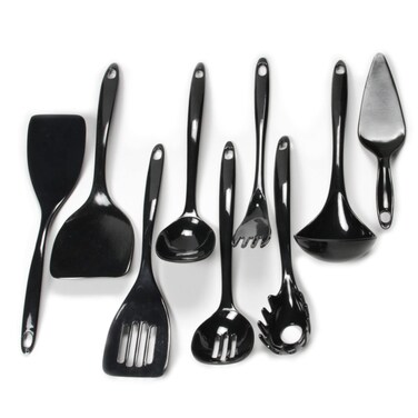 Chef Craft Basic Melamine Kitchen Tool and Utensil 9 Piece Set Black