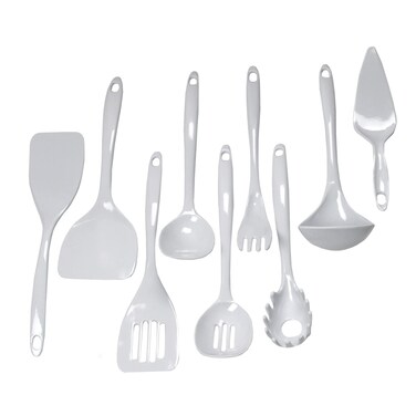 Chef Craft Basic Melamine Kitchen Tool and Utensil 9 Piece Set White