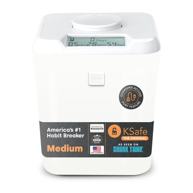 Kitchen Safe Time Locking Container Medium Timed Lock Box for Cell Phones Snacks and Other Unwanted Temptations White Lid  55 White Base with Access Port