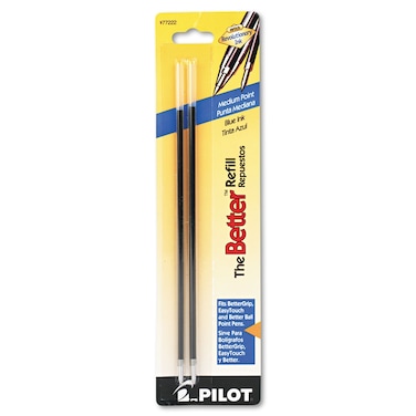 PILOT Ballpoint Ink Refills for Better or EasyTouch Stick Pens Medium Point Black Ink 2Pack 77221