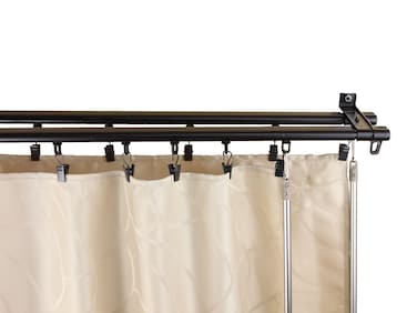 Rod Desyne Baton Draw Adjustable Double Track for Windows 48 to 84Inch Black