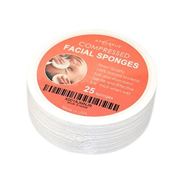 Facial Sponges  APPEARUS Compressed Natural Cellulose Face Sponge  Made in USA  Professional Spa Sponges for Face Cleansing Massage Pore Exfoliating Mask Makeup Removal 25 Count White