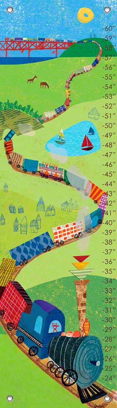Oopsy Daisy Fine Art for Kids Choo Choo Train Growth Chart by Jenny KosteckiShaw 12 by 42Inch