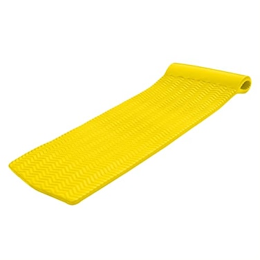 TRC Recreation Serenity 15 Thick Vinyl Coated Foam Swimming Pool Float Mat Adult Lounger with BuiltIn Roll Pillow Yellow