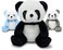 Fluffuns Panda Stuffed Animal  Stuffed Panda Bear Plush Toys  9 Inches 3Pack Black Blue  Gray