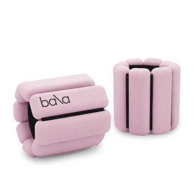 Bala Bangles  Set of 2 1lb Each  Adjustable Wearable Wrist  Ankle Weights  Yoga Dance Barre Pilates Cardio Aerobics Walking  Blush Pink