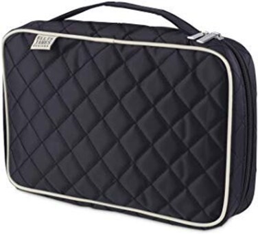 Ellis James Designs Makeup Brush Bag Case Organizer in Black  Professional Designer Make Up Travel Handbag for Make Up Brushes  Stylish  Compact Carrying Holder Storage Handbag Pouch
