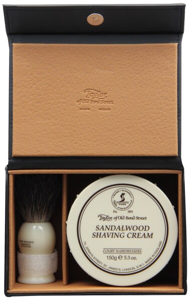 Taylor of Old Bond Street Sandalwood Shaving Cream  Pure Badger Shaving Brush Gift Set