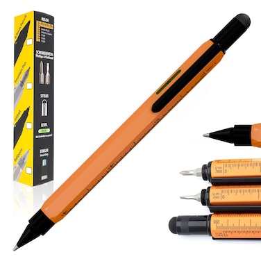 Monteverde USA 9in1 Tool Ballpoint Pen in Orange  Multifunctional Pen with Stylus Screwdrivers Level and Ruler  Exclusive Collection Ideal Gift for DIY Enthusiasts