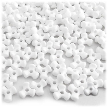 The Crafts Outlet 1000pc Plastic Opaque Tri Beads 10mm White