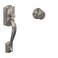 Schlage FE285 CAM 619 GEO Camelot Front Entry Handleset with Georgian Knob Lower Half Grip Satin Nickel