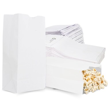 Duro 2 White Paper Bags 500 count  Bulk Disposable Paper Popcorn Bags Lunch Paper Bags Snacks and Cookie Bags Treat Bags White Crafting Bags  431 x 243 x 787 Inches