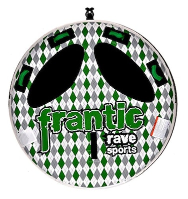 RAVE Sports Frantic Boat Towable Tube for 2 Riders GreenWhite 56Inch