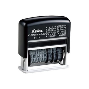 Shiny Self Inking Rubber Date Stamp  S312  RED INK Phrase Dater 42514R