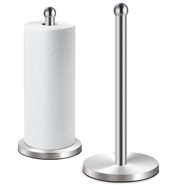 DAWNER Paper Towel Holder Countertop Freestanding Kitchen Paper Holder Stand OneHanded Tear Stainless Steel Paper Towel Dispenser with Weighted Base for Standard Paper Towel Rolls Brushed Nickel