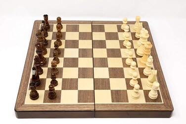 Wooden Chess Set Universal Standard Wooden Chess Board Game Set  Handcrafted Wood Game Pieces Pawns  with 15inch Board and with Magnet Closure  Perfect Beginner Chess Set for Kids