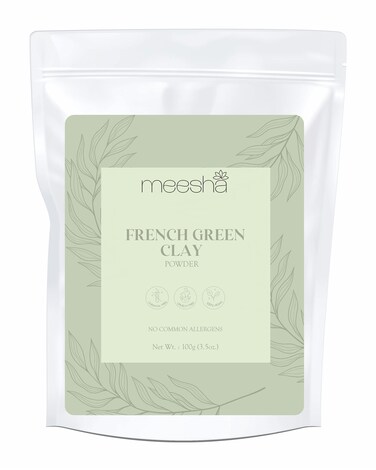 meesha French Green Clay Powder Montmorillonite Clay  35 oz 100g  Detoxifying cleansing clay  Suitable for all skin types Face masks  Soap making Body scrubs Bath bombs 100 Natural