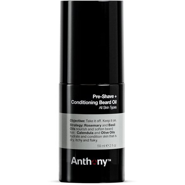 Anthony PreShave and Conditioning Beard Oil 2 Fl Oz Contains Rosemary Basil Olive and Calendula Oils Hydrates Softens Nourishes and Conditions Skin
