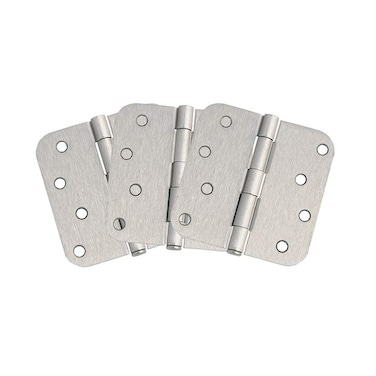 Design House 188458SN 8Hole 4inch x 4inch 58inch Round Interior Radius Door Hinge Satin Nickel 3Pack