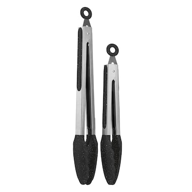 Real Simple Tongs For Cooking  9 and 12 BPA Free Set of 2 Tongs for Cooking with Silicone Tips for BBQ Grill Serving Cooking  Non Scratch Locking Tongs Stainless Steel with Heat Resistant Tip