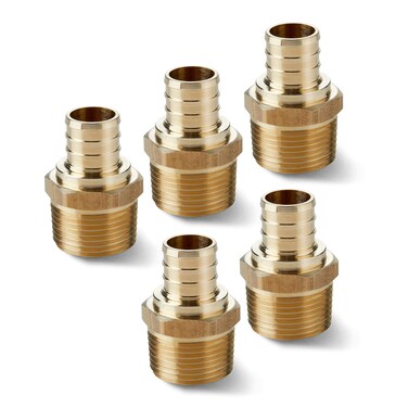 Water Armor USA 34 Inch MNPT x 34 Inch PEX Adapter LeadFree Brass  Stress Corrosion Cracking Resistant Plumbing Fitting  PEX to PEX PlumbingTubingPipe ConnectionsPEX Fittings  5 Pack