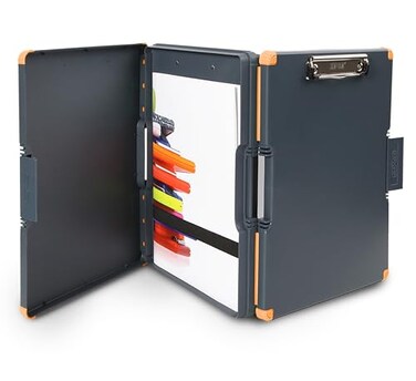 Dexas Duo Clipcase Double Sided Clipboard Design Portable Clipboards 13x10 GrayOrange Combine Style and Functionality Office Supplies for Nursing School Work Trades Home Office