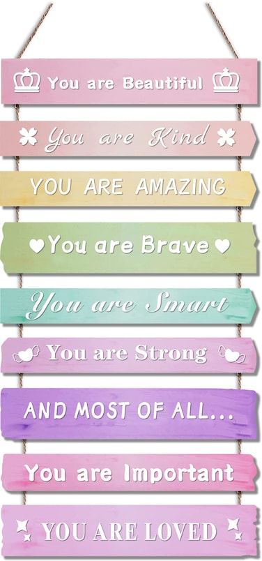 Pink Room Decor for Teen Girls Aesthetic Cute Bedroom Wall Decor for Baby Girl Boho Rainbow Wall Art Signs Trendy Stuff Decorations for Kids Nursery Bed Room Dorm Classroom Bathroom