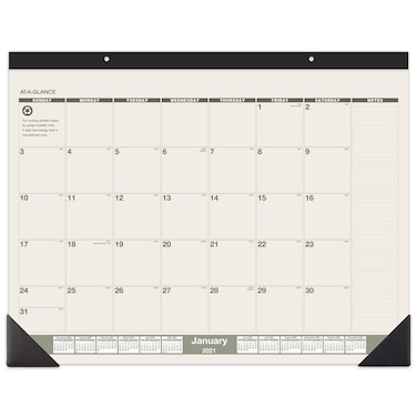 2021 Desk Calendar by ATAGLANCE Monthly Desk Pad 22 Standard Recycled SK32G0021