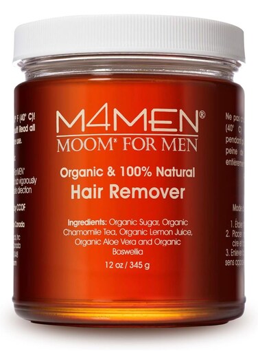 MOOM Organic Hair Removal Sugar Wax for Men with Aloe Vera  Chamomile  Soft Wax for Sensitive Skin  Men Hair  Perfect for Back Chest Eyebrow  Body  12 oz Jar Waxing Strips NOT Included