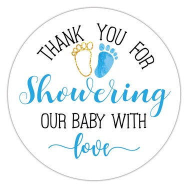 Blue Baby Shower Stickers Thank You for Showering Our Baby with Love Stickers Baby Shower Favors for Boys Thank You Stickers Baby Shower 2 Inch Pack of 50