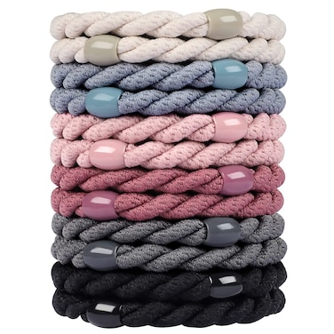 COZEASY 12 pcs Braided Elastic Hair Ties NoMetal Gentle Secure Hold Ponytail Holders No Damage or Snagging Hair Bands Perfect for Girls and Women with Thick or Curly Hair Multicolor 10