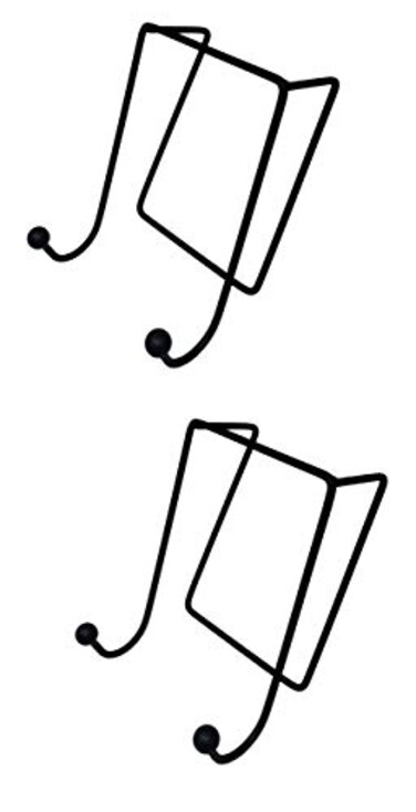 TetraTeknica CWH012P 2 Inch Space Addition Wire Double Hook for Partition Wall Cubicle Panel up to 2 Inch Color Black 2 per Pack