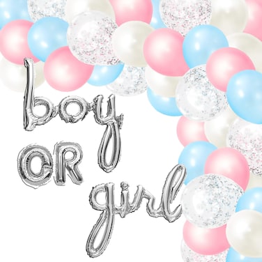 Gender Reveal Balloon Garland Arch Kit 115 Pieces  Pink Blue and Silver Party Supplies  Boy or Girl Decorations by Julri Boutique
