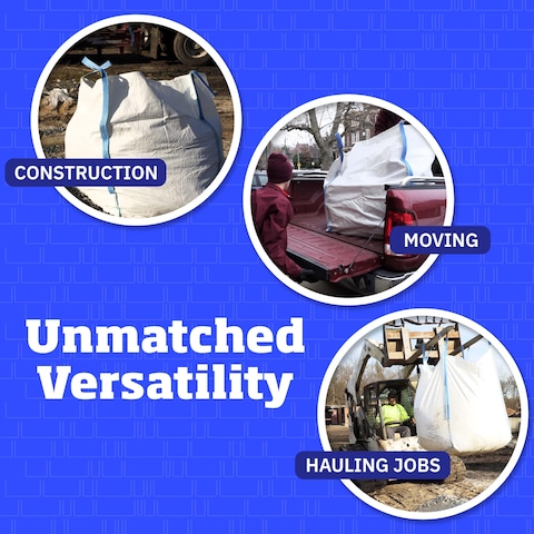 DURASACK Heavy Duty Builders Bulk Bags 100Gallon White Woven Polypropylene Contractor Trash Bags for Demo and Construction Holds up to 2200 lbs Pack of 3