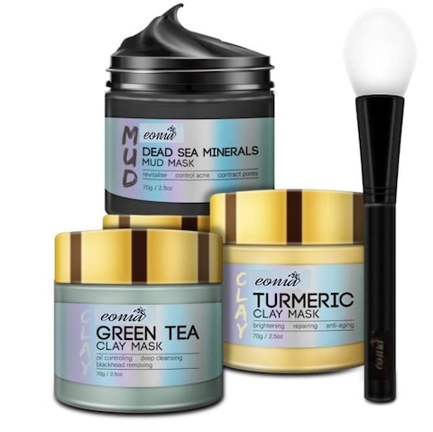 Eonia Turmeric Clay Mask  Green Tea Detox Clay Mask  Dead Sea Minerals Mud Mask Spa Facial Mask Set 25 oz each