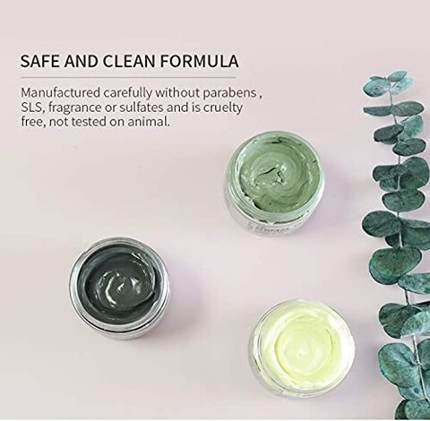 Eonia Turmeric Clay Mask  Green Tea Detox Clay Mask  Dead Sea Minerals Mud Mask Spa Facial Mask Set 25 oz each