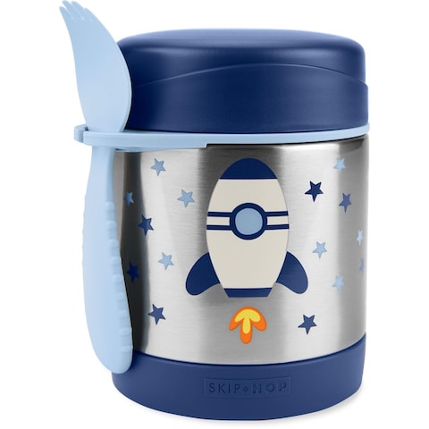 Skip Hop Insulated Baby Food Jar Sparks Rocket Stainless Steel Holds 11oz