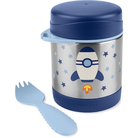 Skip Hop Insulated Baby Food Jar Sparks Rocket Stainless Steel Holds 11oz