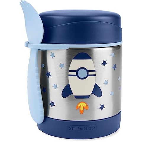 Skip Hop Insulated Baby Food Jar Sparks Rocket Stainless Steel Holds 11oz