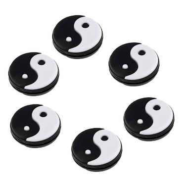 SHANGUP 6 Pieces Yin and Yang Tennis Racquet Dampener Vibration Dampener Suit for Tennis Players Black White