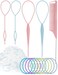 FILOVEMODA Hair Styling Kit Tail Braiding Tool 4 French Braid Loops 100 Clear Mini Elastics 10 Elastic Hair Ties